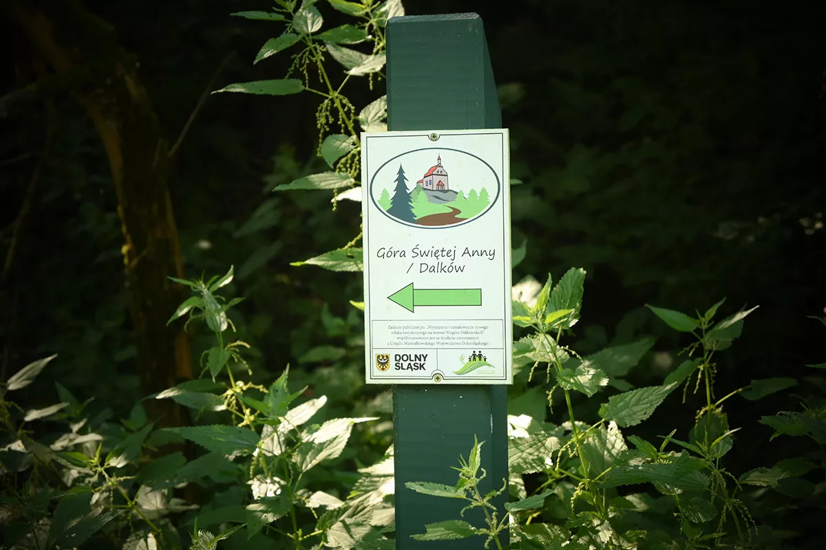 tabliczka szlaku na Górę Świętej Anny (niem. Annaberg)