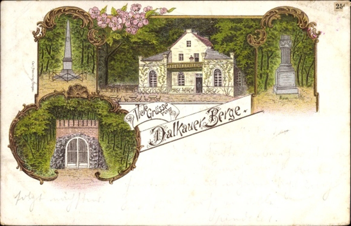 pocztówka na której znajduje się m.in. pomnik Caroline von Liebermann 