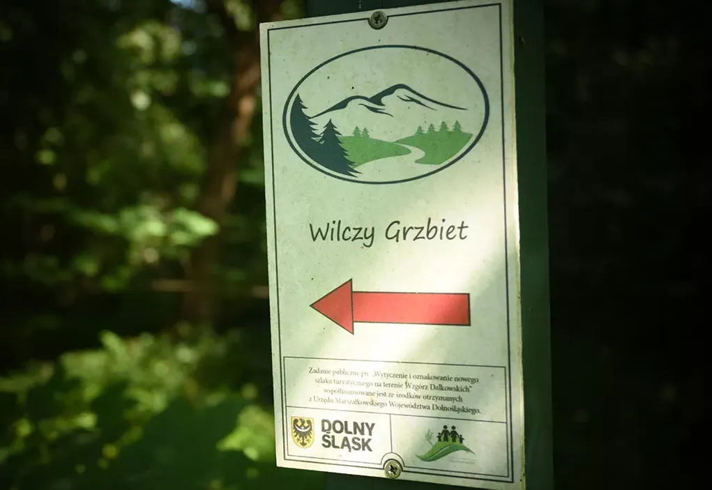 tabliczki kierunkowe szlaków na wzgórzach