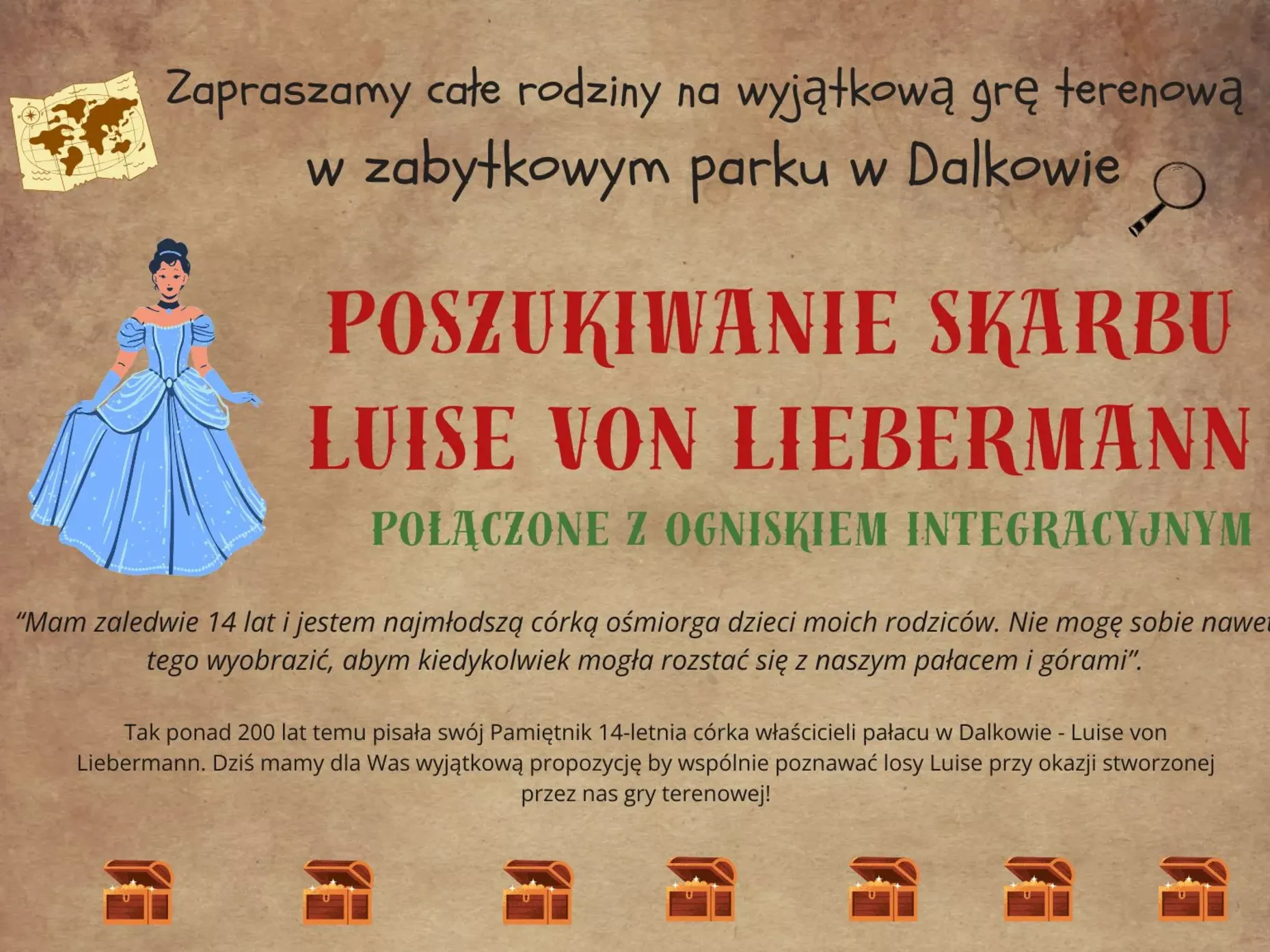 Poszukiwanie skarbu Luise w Parku w Dalkowie